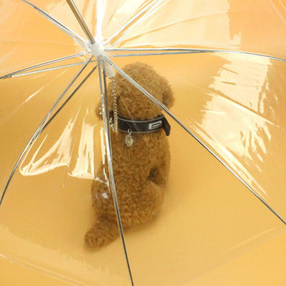 Transparent Pet Umbrella with Built-In Dog Leash by HitMyNeed