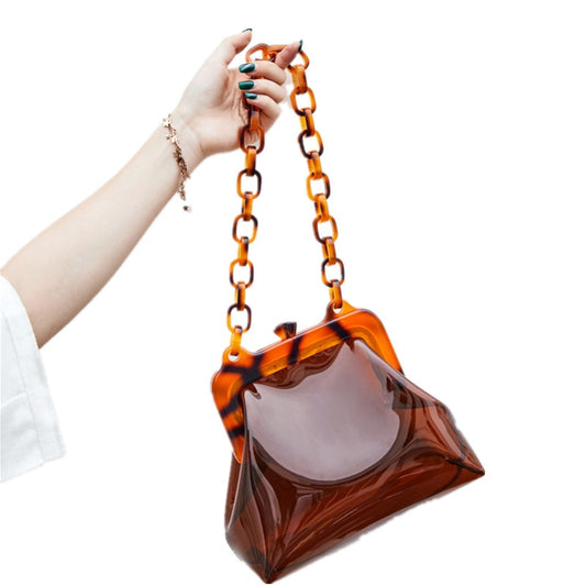 Transparent PVC Bag with Two-Tone Acrylic Chain Handle by HitMyNeed
