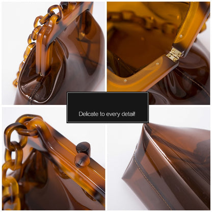 Transparent PVC Bag with Two-Tone Acrylic Chain Handle by HitMyNeed