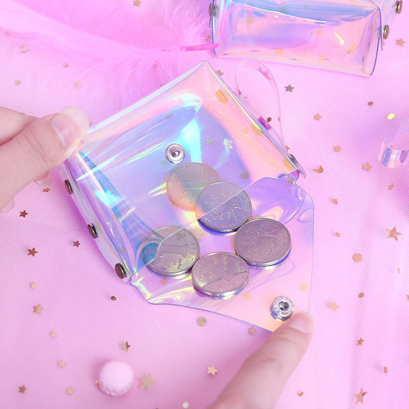 Transparent PVC Coin Pouch with Button Closure by HitMyNeed
