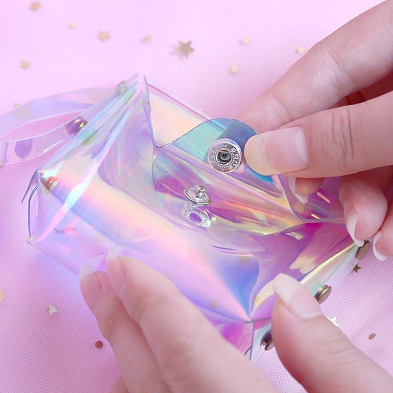 Transparent PVC Coin Pouch with Button Closure by HitMyNeed