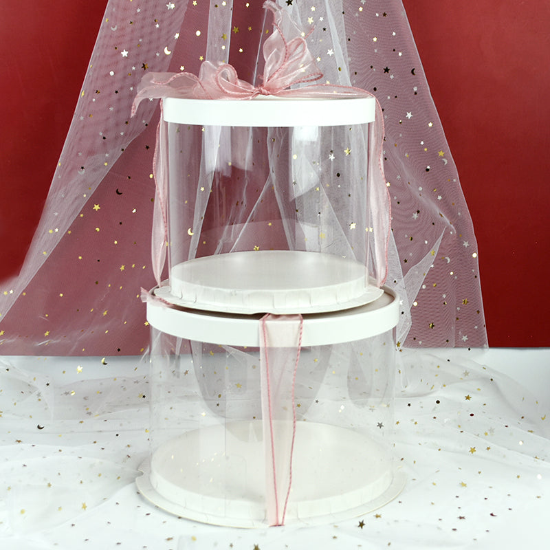 Transparent PVC Round Cake Box with Lid 4inch-black by HitMyNeed