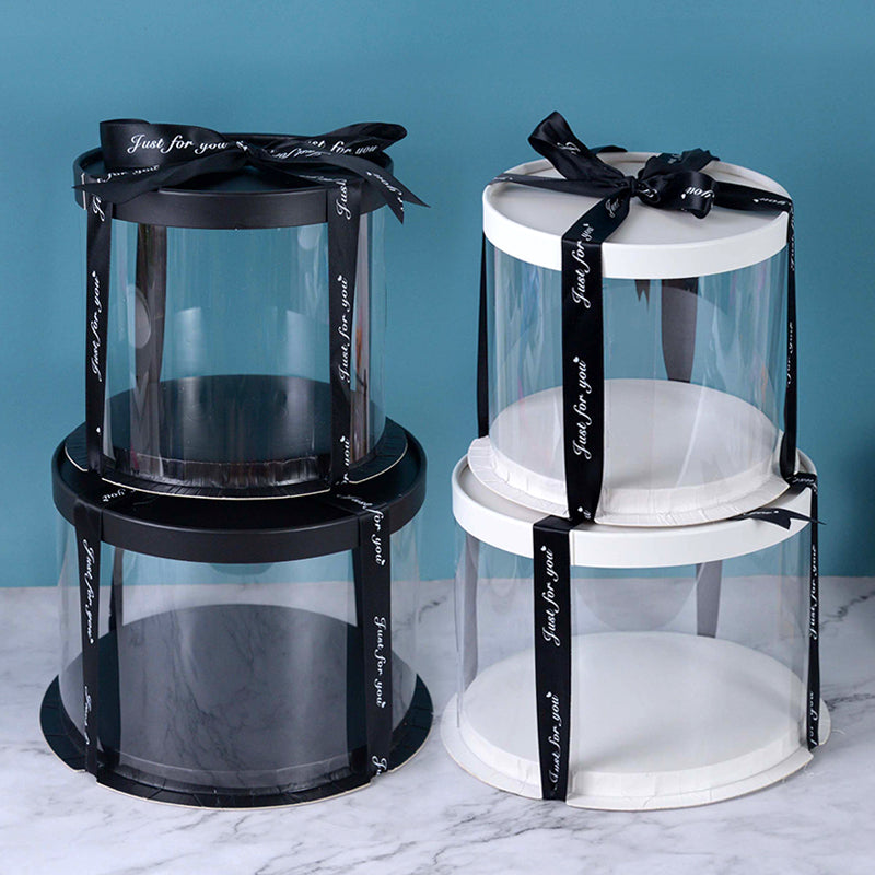 Transparent PVC Round Cake Box with Lid 4inch-gold by HitMyNeed