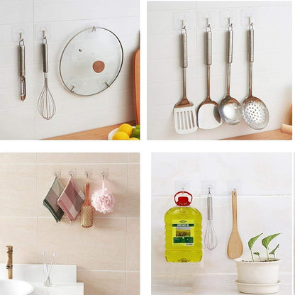 Transparent Self-Adhesive Hanging Hooks (20 Pack) by HitMyNeed