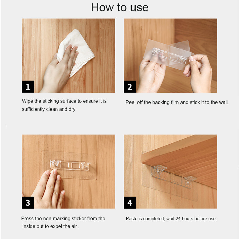 Transparent Self-Adhesive Shelf Support Brackets by HitMyNeed