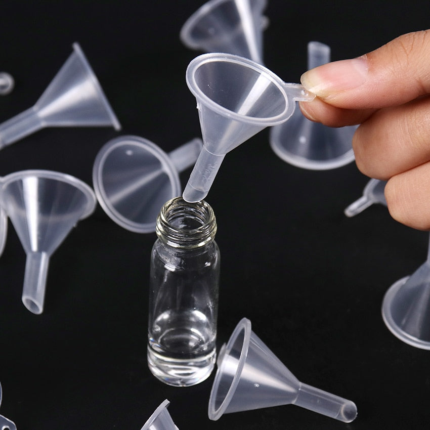 Transparent Small Plastic Funnels 10-Pack by HitMyNeed