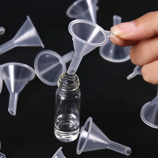 Transparent Small Plastic Funnels 10-Pack by HitMyNeed