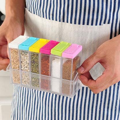 Transparent Spice Organizer Jars with Tray (Set of 6) by HitMyNeed