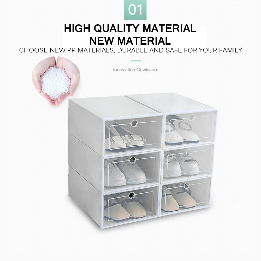 Transparent Stackable Shoe Storage Boxes (Set of 6) by HitMyNeed