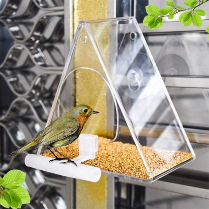 Transparent Triangle Acrylic Hanging Bird Feeder by HitMyNeed