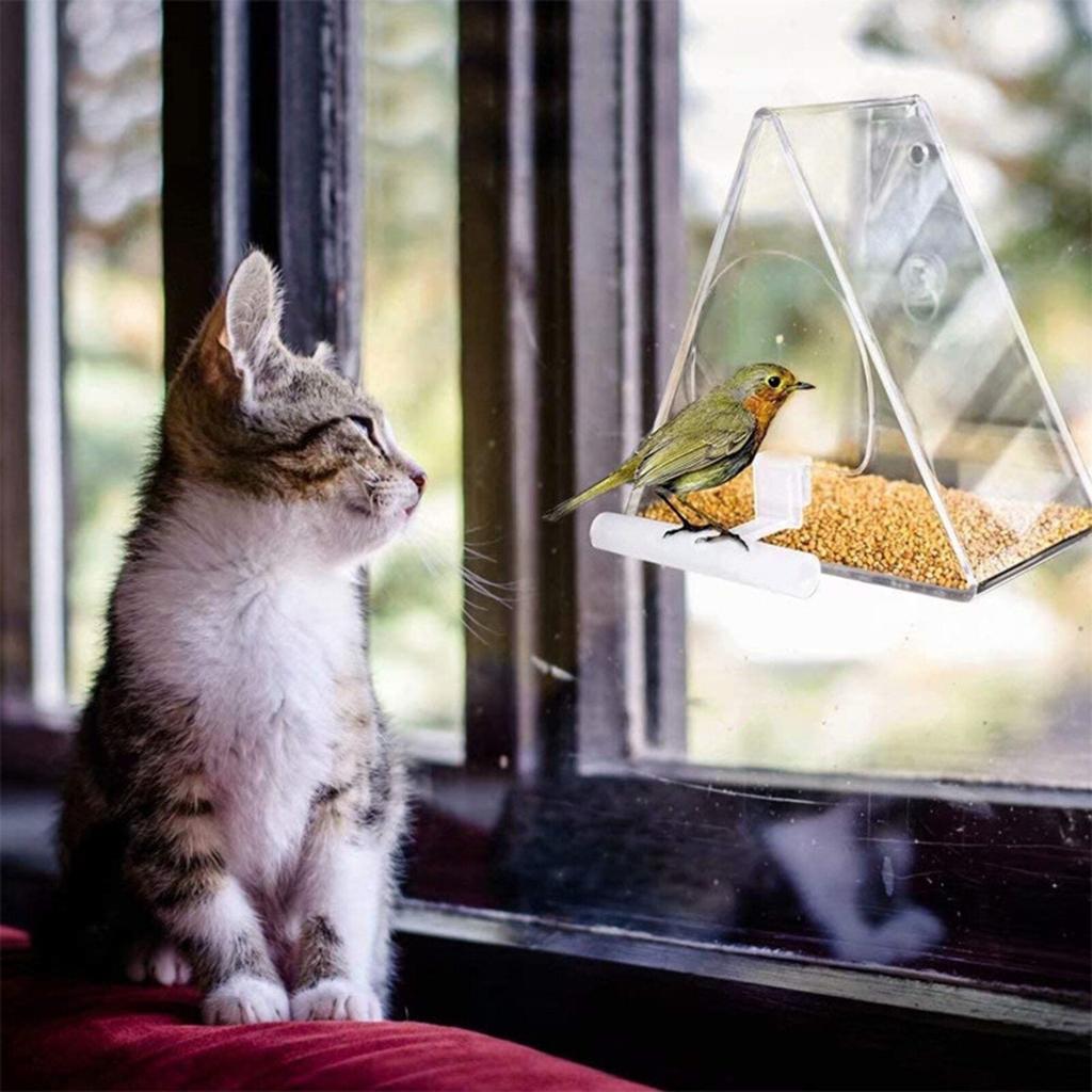 Transparent Triangle Acrylic Hanging Bird Feeder by HitMyNeed