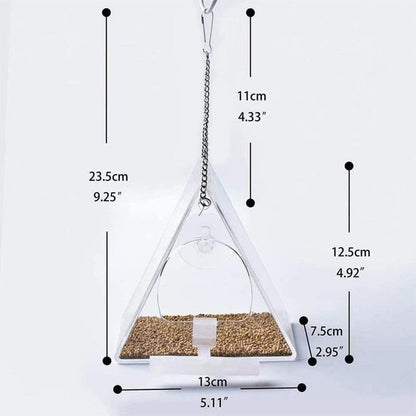 Transparent Triangle Acrylic Hanging Bird Feeder by HitMyNeed