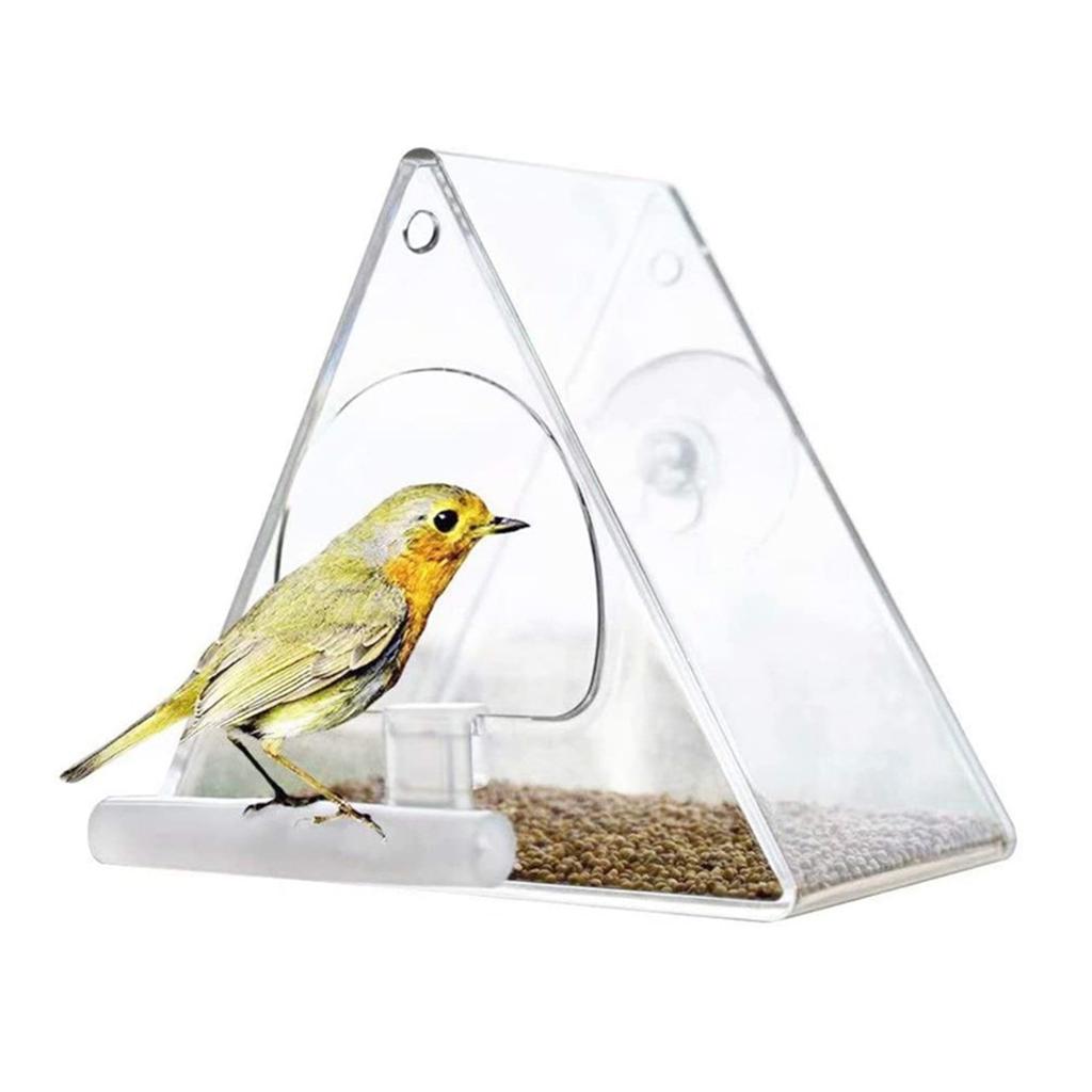 Transparent Triangle Acrylic Hanging Bird Feeder by HitMyNeed