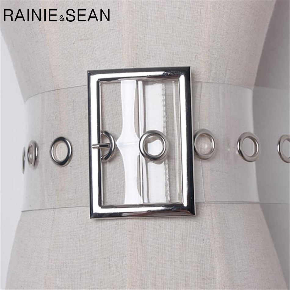 Transparent Wide Clear Belt for Women by HitMyNeed