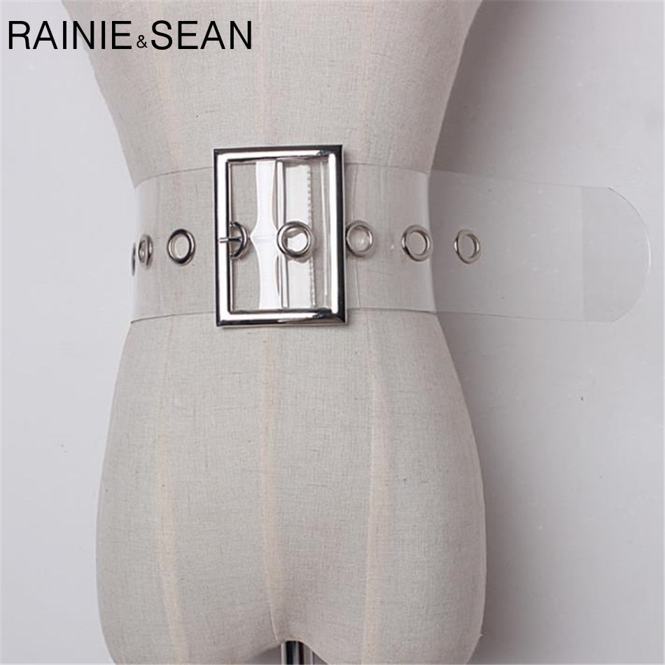 Transparent Wide Clear Belt for Women by HitMyNeed
