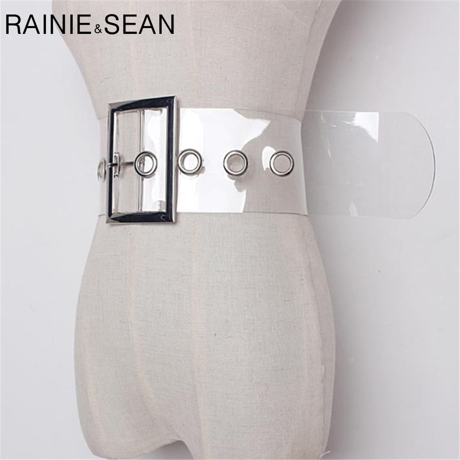 Transparent Wide Clear Belt for Women by HitMyNeed