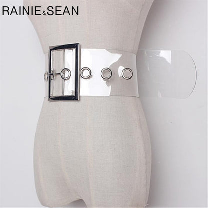 Transparent Wide Clear Belt for Women by HitMyNeed