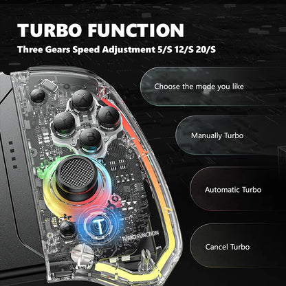 Transparent Wireless Joy‑Pad with 8‑Color LED for Switch by HitMyNeed