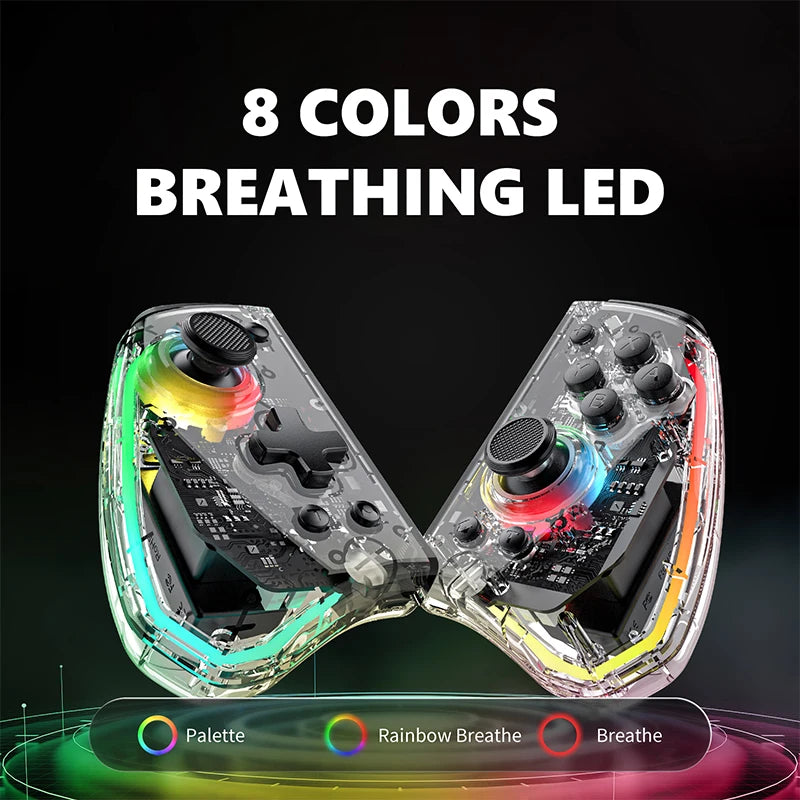 Transparent Wireless Joy‑Pad with 8‑Color LED for Switch by HitMyNeed
