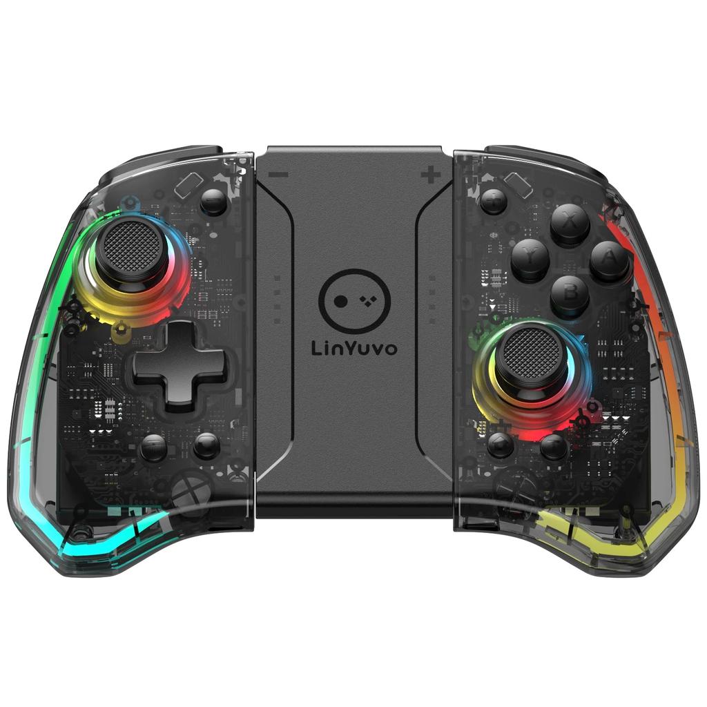 Transparent Wireless Joy‑Pad with 8‑Color LED for Switch transparent-black by HitMyNeed