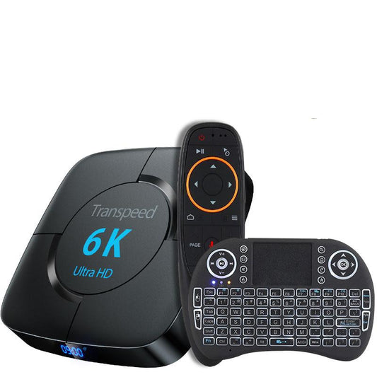 Transpeed Android 10 TV Box with Voice Assistant 6K uk-plug 64g-with-keyboard by HitMyNeed