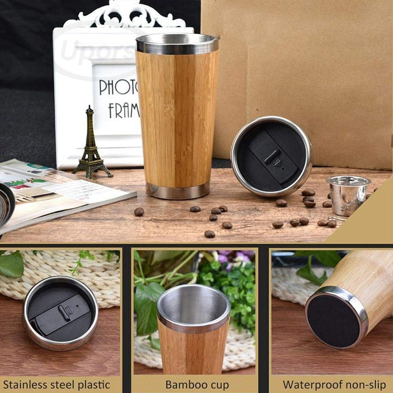 Travel Bamboo Tumbler Cup with Leak-Proof Lid by HitMyNeed