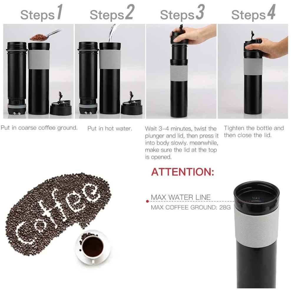 Travel Coffee Press Portable Bottle Set (2 Pack) by HitMyNeed