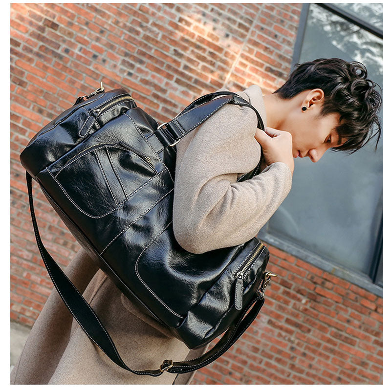 Travel Duffel Bag PU Leather Weekender 35L by HitMyNeed