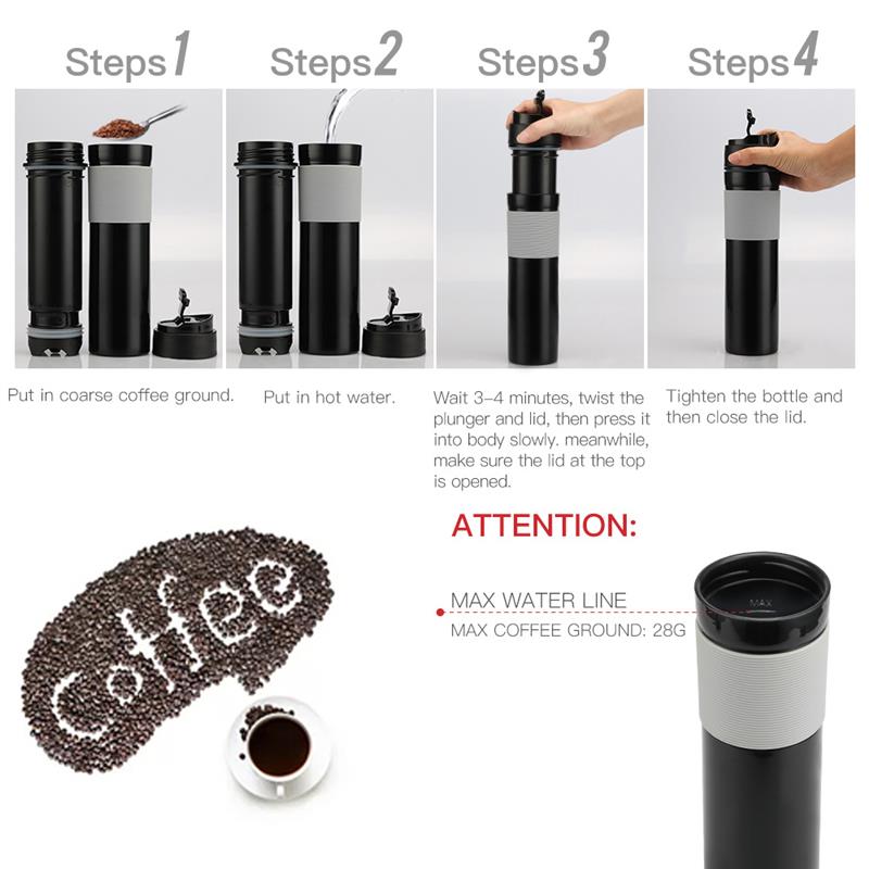 Travel French Press Coffee Maker Tumbler 350ml by HitMyNeed