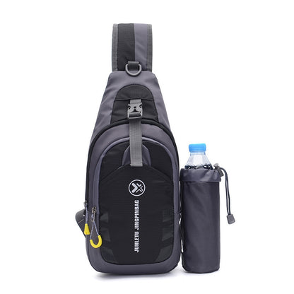 Travel Hiking Chest Shoulder Bag with Laptop Sleeve black by HitMyNeed