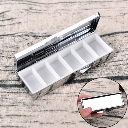Travel Metal Pill Box with 6 Compartments by HitMyNeed