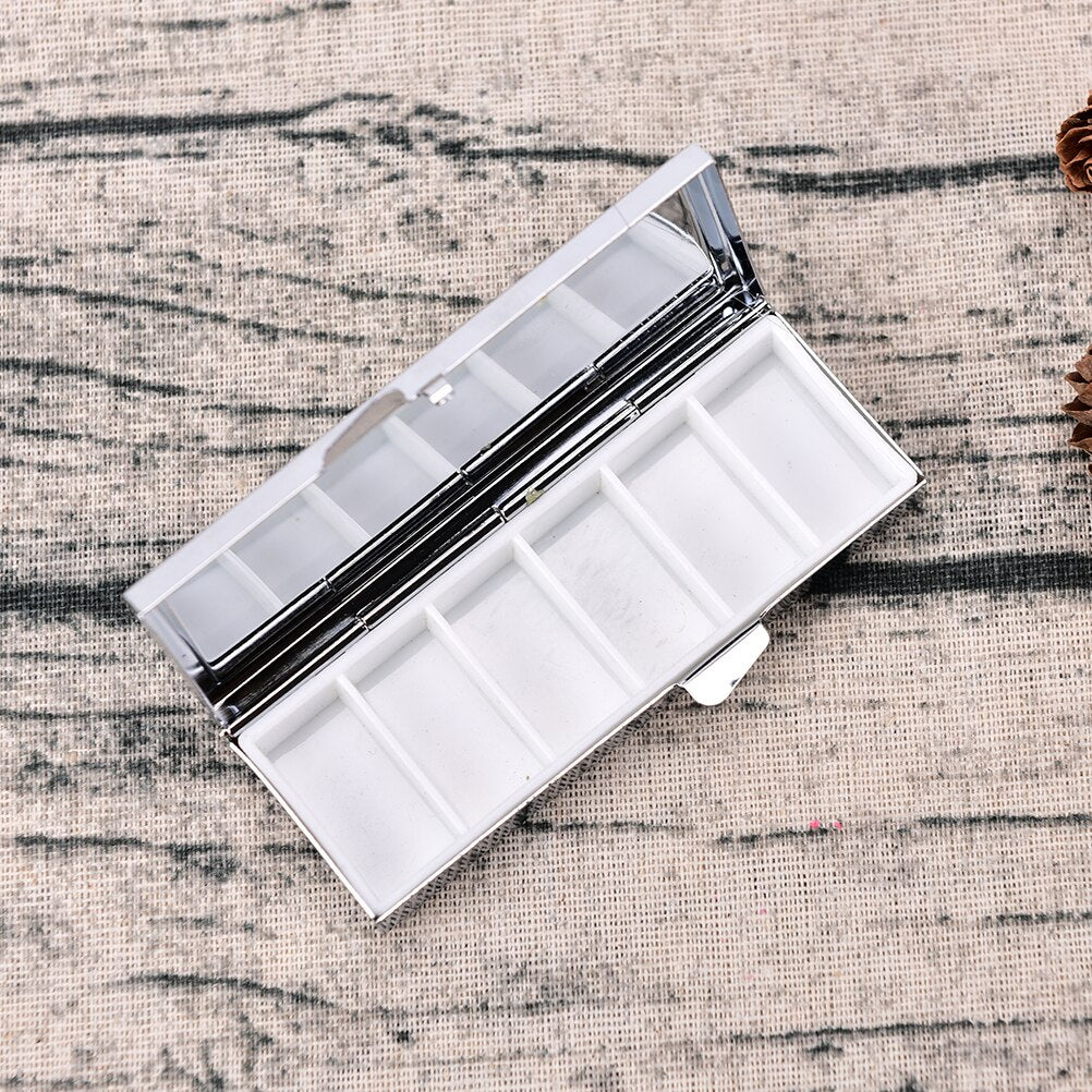 Travel Metal Pill Box with 6 Compartments by HitMyNeed