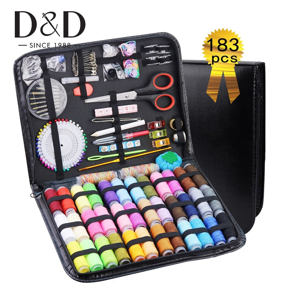 Travel Sewing Kit DIY Set with Case (183 pcs) by HitMyNeed