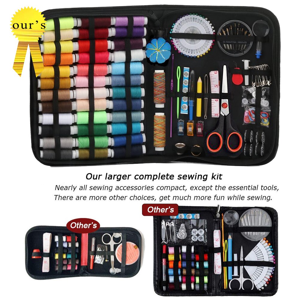 Travel Sewing Kit DIY Set with Case (183 pcs) by HitMyNeed