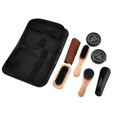 Travel Shoe Polish Kit with Brushes and Case by HitMyNeed