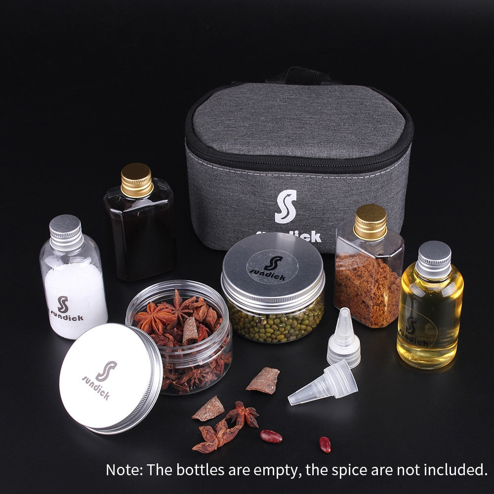 Travel Spice Container Set with Zippered Bag (9pcs) by HitMyNeed