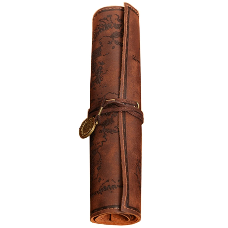 Treasure Map Roll Pencil Case with 3 Pockets by HitMyNeed