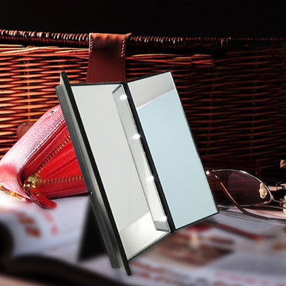 Tri Fold Travel Vanity Mirror with LED Lights by HitMyNeed