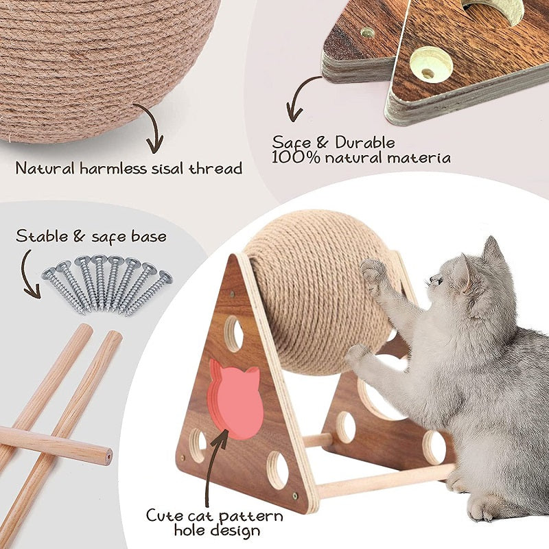Triangle Stand Sisal Cat Scratching Ball Toy by HitMyNeed