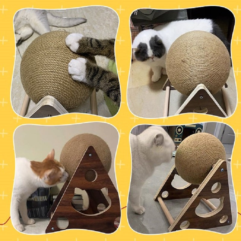 Triangle Stand Sisal Cat Scratching Ball Toy by HitMyNeed