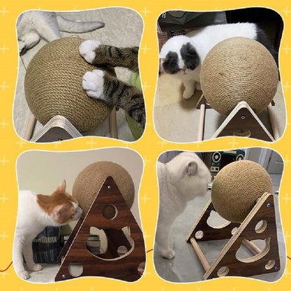 Triangle Stand Sisal Cat Scratching Ball Toy by HitMyNeed