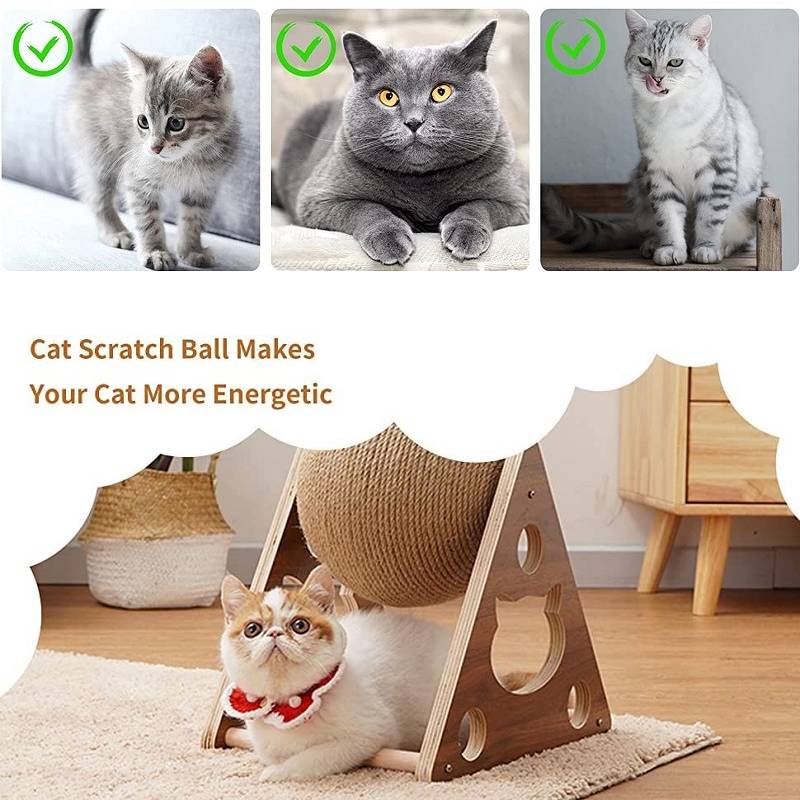 Triangle Stand Sisal Cat Scratching Ball Toy Small by HitMyNeed