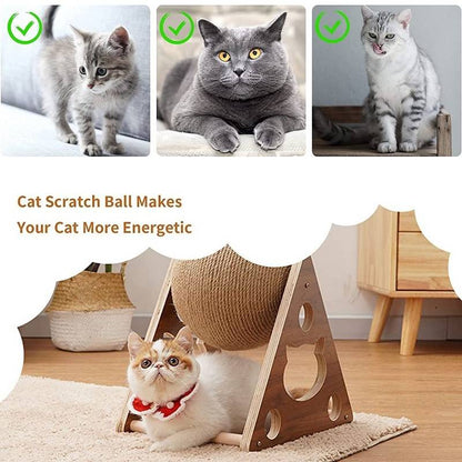 Triangle Stand Sisal Cat Scratching Ball Toy Small by HitMyNeed