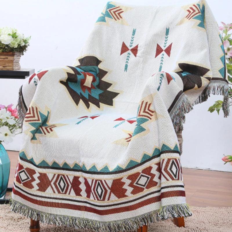 Tribal Boho Cotton Blanket & Outdoor Rug by HitMyNeed