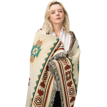 Tribal Boho Cotton Blanket & Outdoor Rug by HitMyNeed