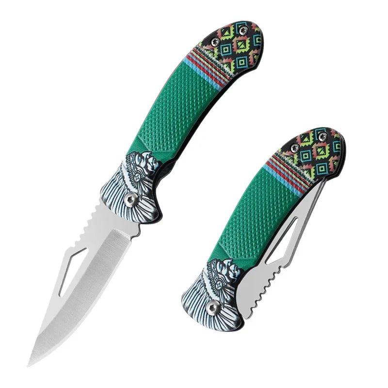 Tribe Stainless Steel Folding Outdoor Knife green by HitMyNeed