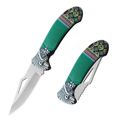 Tribe Stainless Steel Folding Outdoor Knife green by HitMyNeed