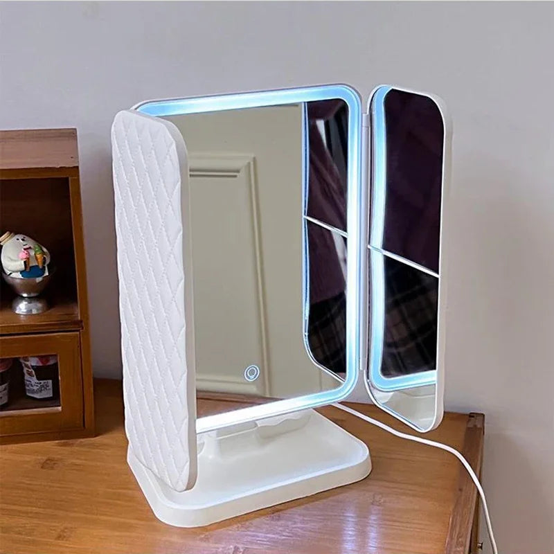 Trifold LED Makeup Mirror with Smart Fill Light by HitMyNeed