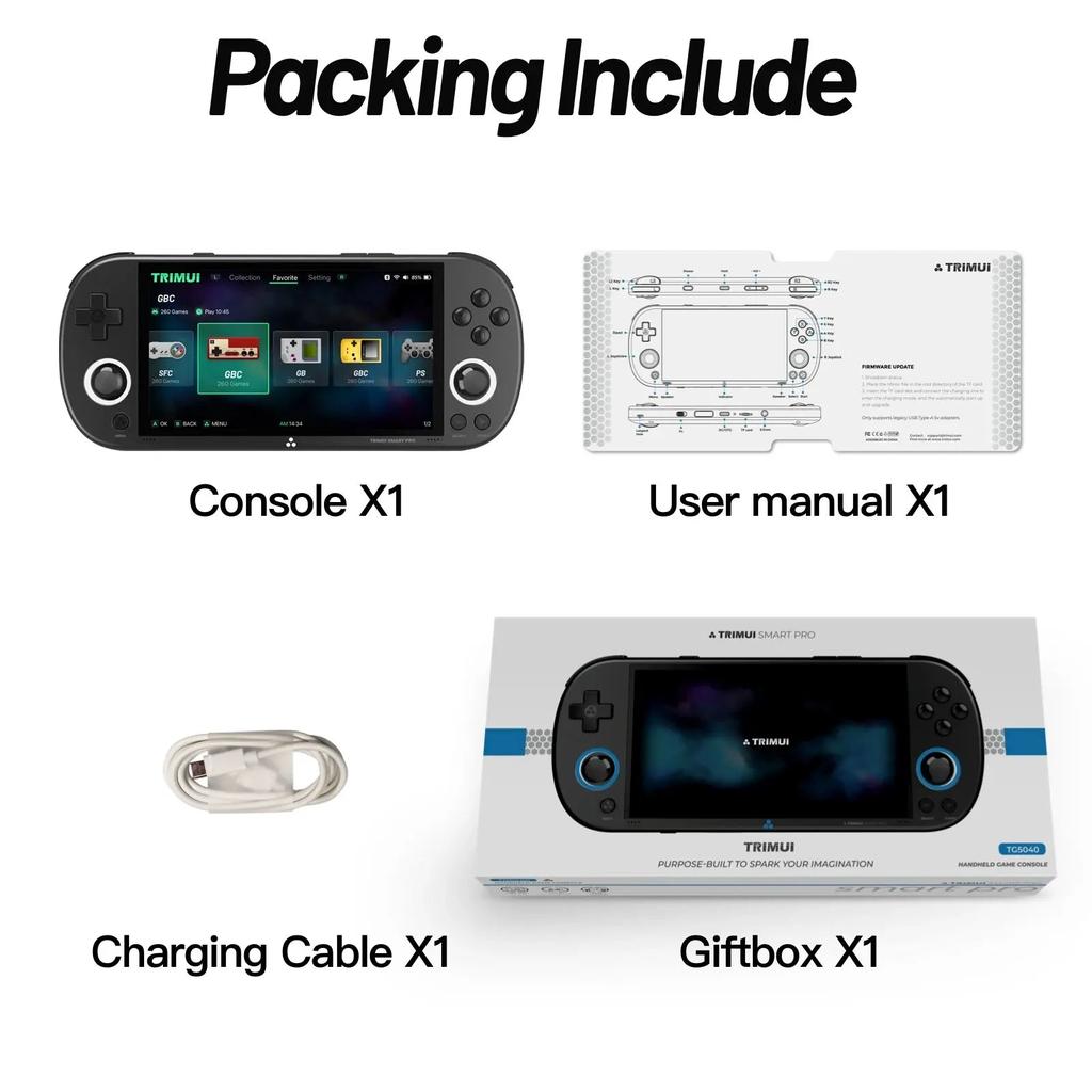 Trimui Smart Pro Handheld Retro Game Console 4.96" 128gb black by HitMyNeed