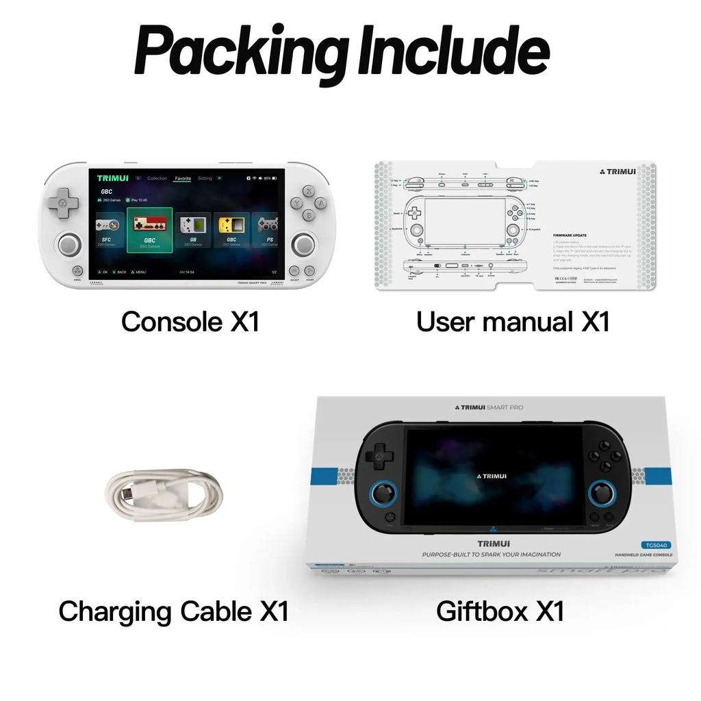 Trimui Smart Pro Handheld Retro Game Console 4.96" 128gb white by HitMyNeed